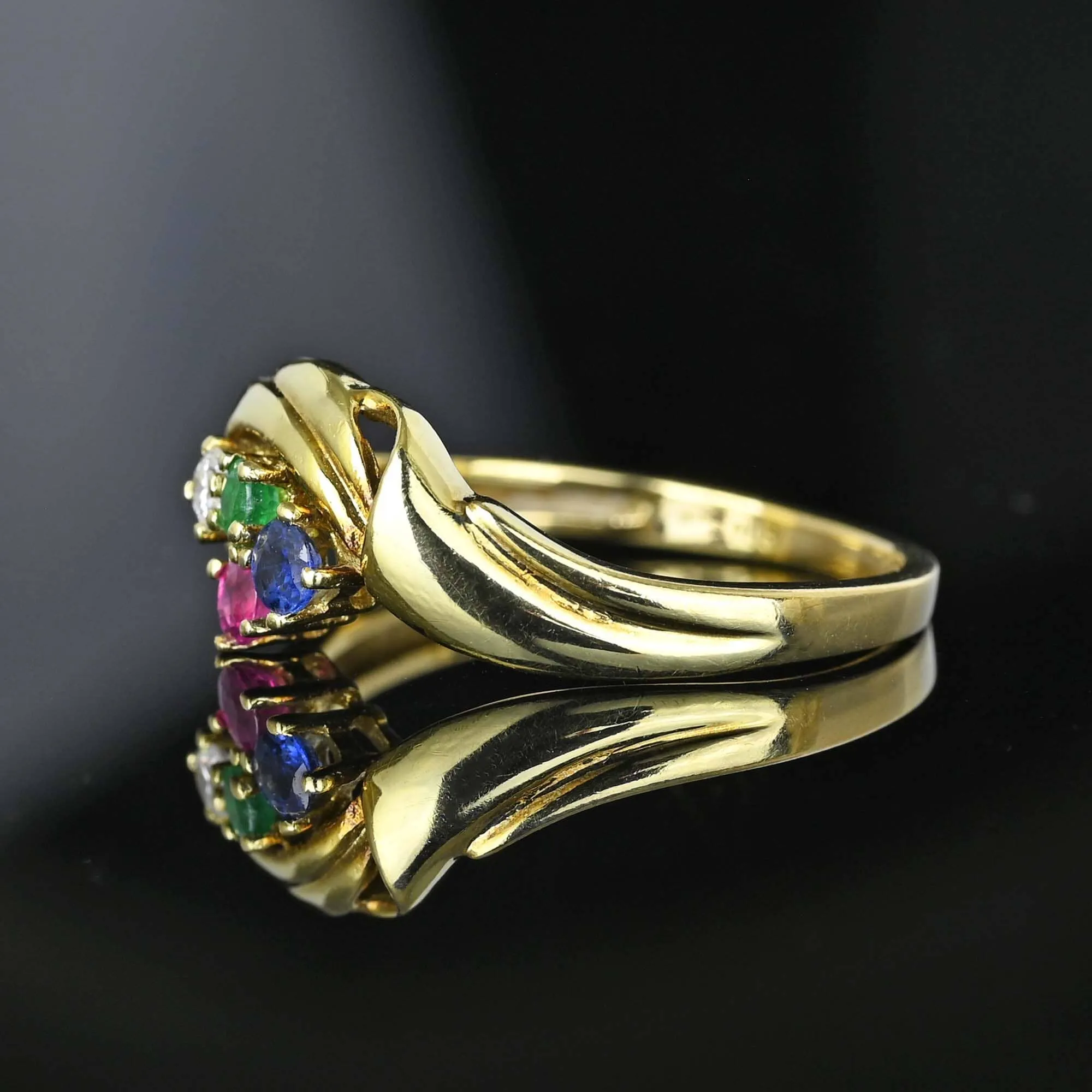 Vintage Gold Tutti Frutti Multi Gemstone Cluster Ring