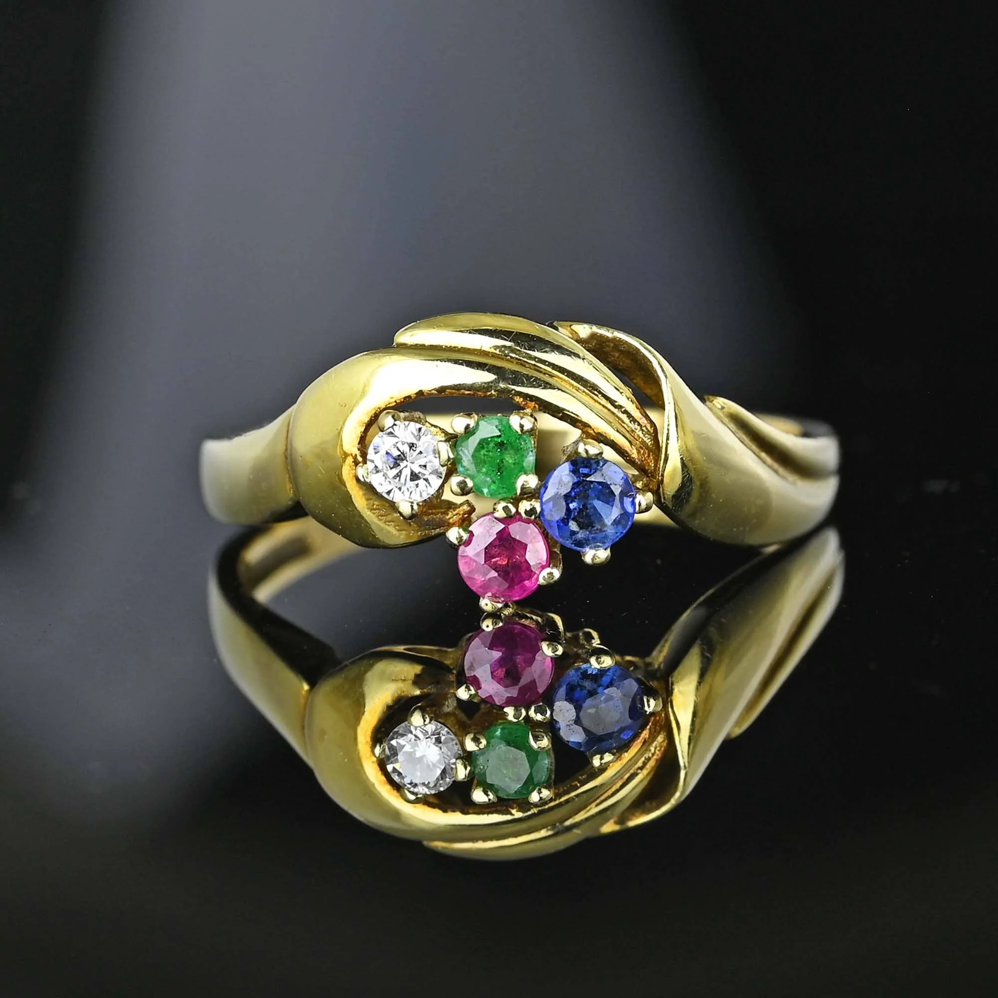 Vintage Gold Tutti Frutti Multi Gemstone Cluster Ring