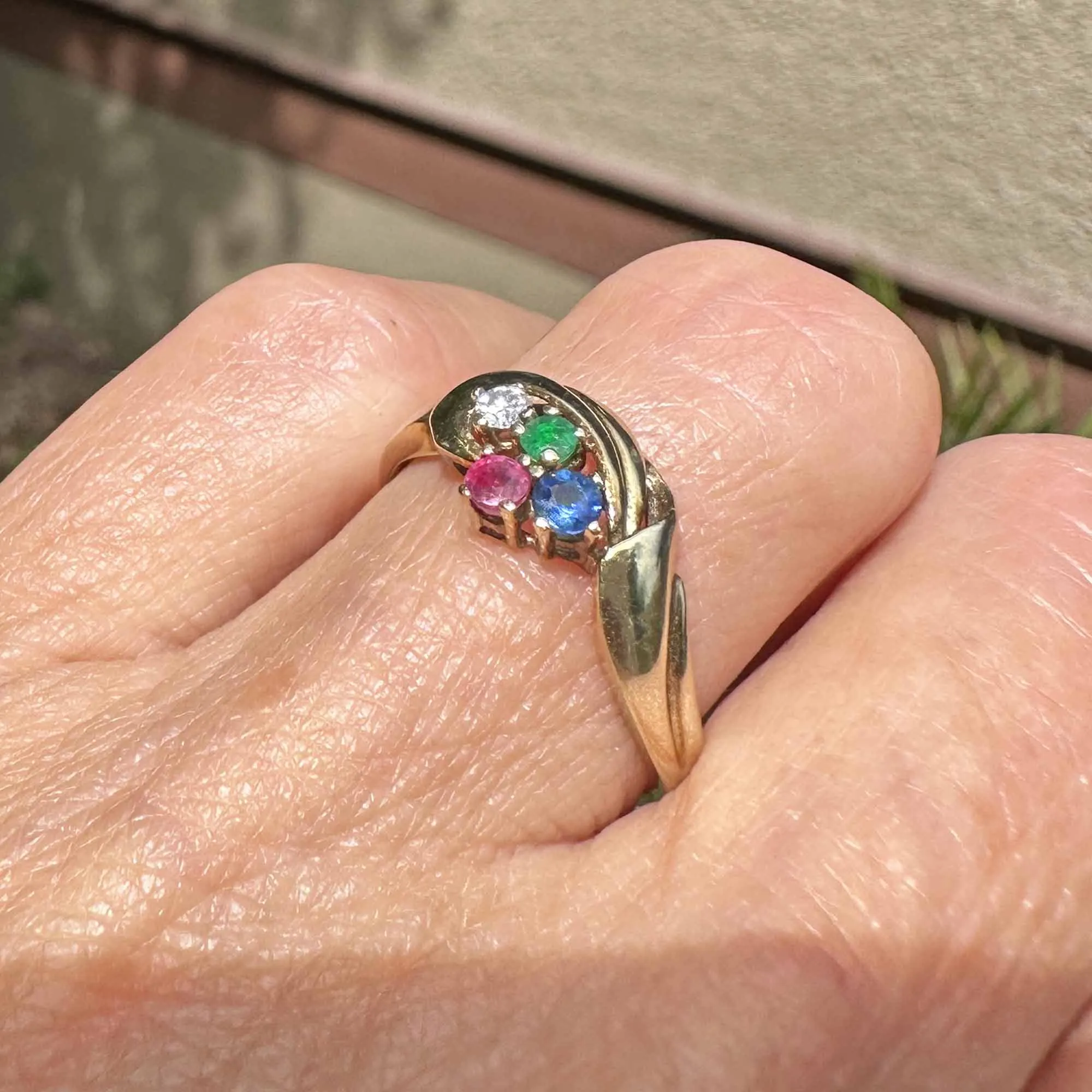Vintage Gold Tutti Frutti Multi Gemstone Cluster Ring