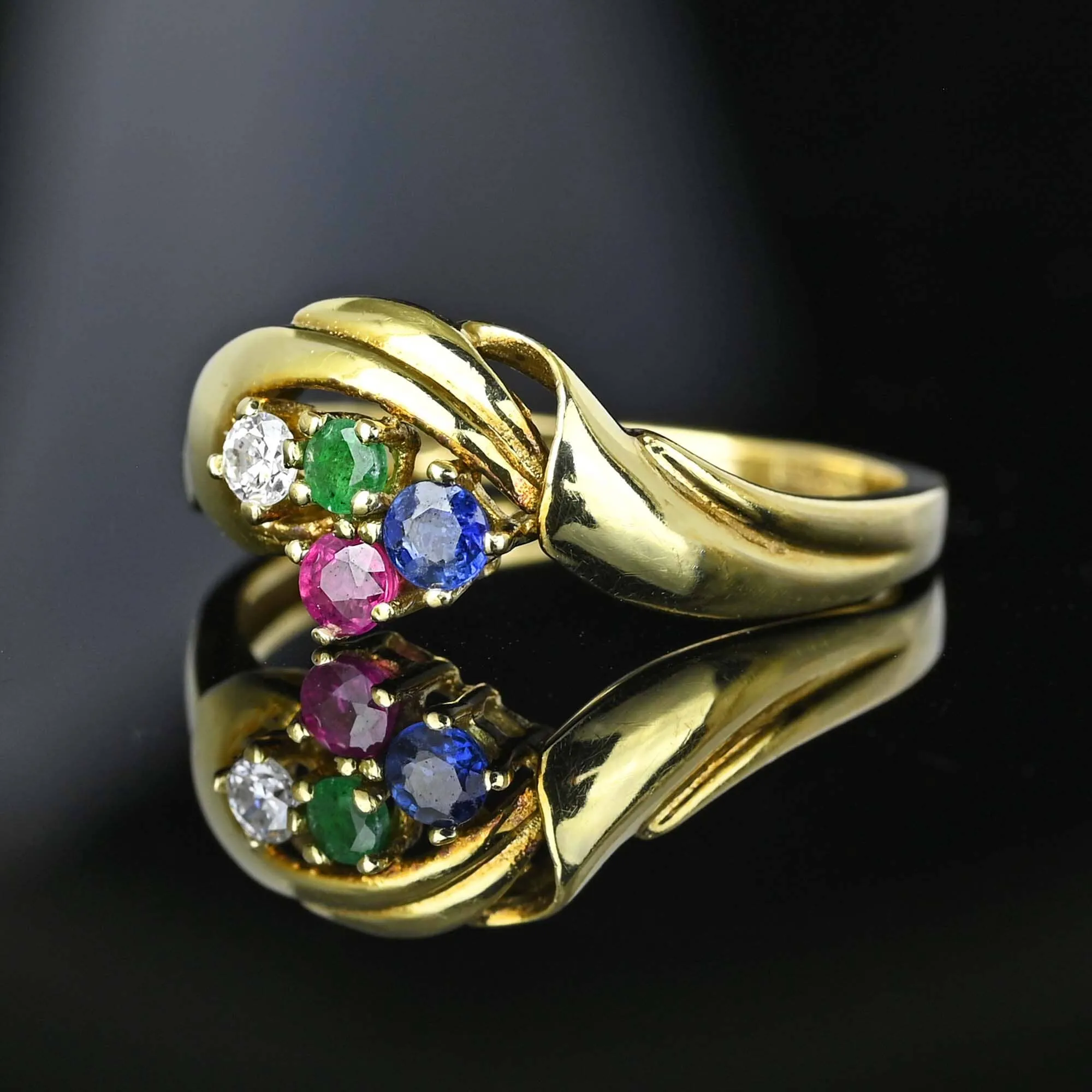 Vintage Gold Tutti Frutti Multi Gemstone Cluster Ring