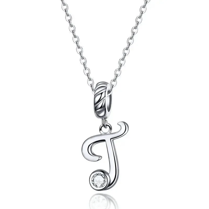 Vintage Letter Pendant Necklace with Diamond