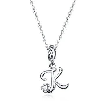 Vintage Letter Pendant Necklace with Diamond