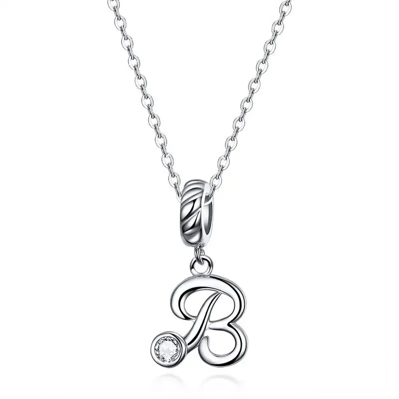 Vintage Letter Pendant Necklace with Diamond