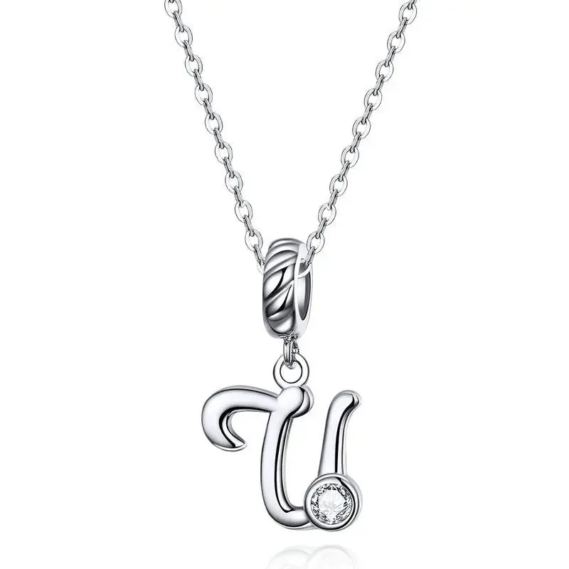 Vintage Letter Pendant Necklace with Diamond
