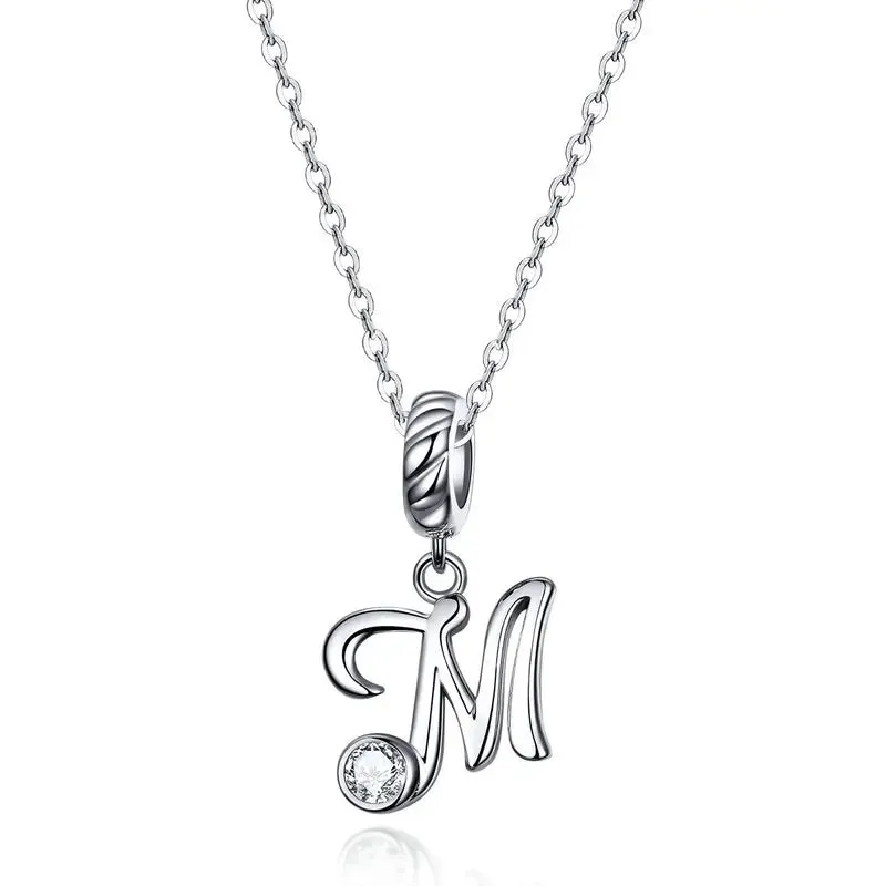Vintage Letter Pendant Necklace with Diamond