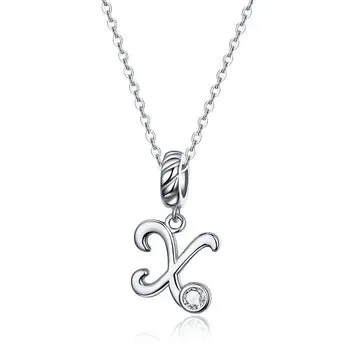 Vintage Letter Pendant Necklace with Diamond