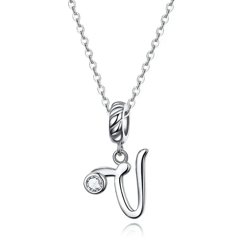Vintage Letter Pendant Necklace with Diamond