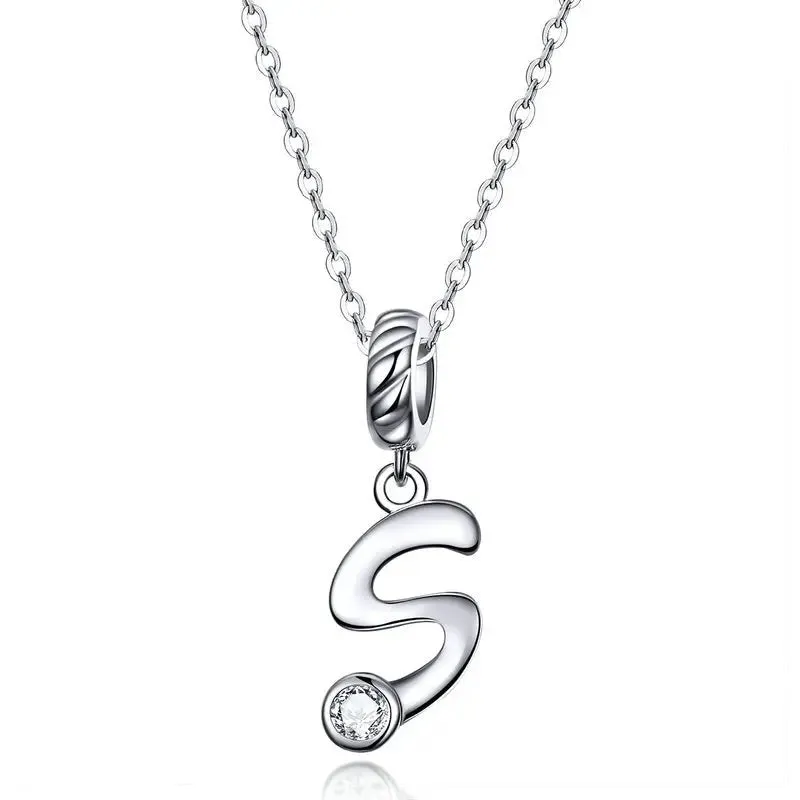 Vintage Letter Pendant Necklace with Diamond