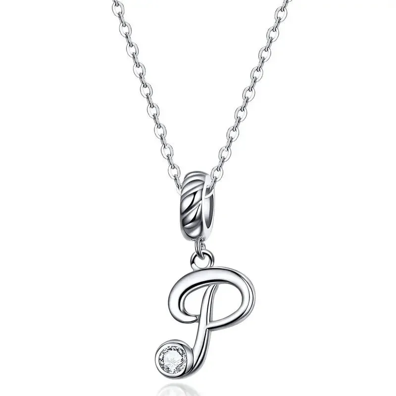 Vintage Letter Pendant Necklace with Diamond