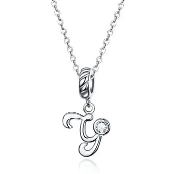 Vintage Letter Pendant Necklace with Diamond