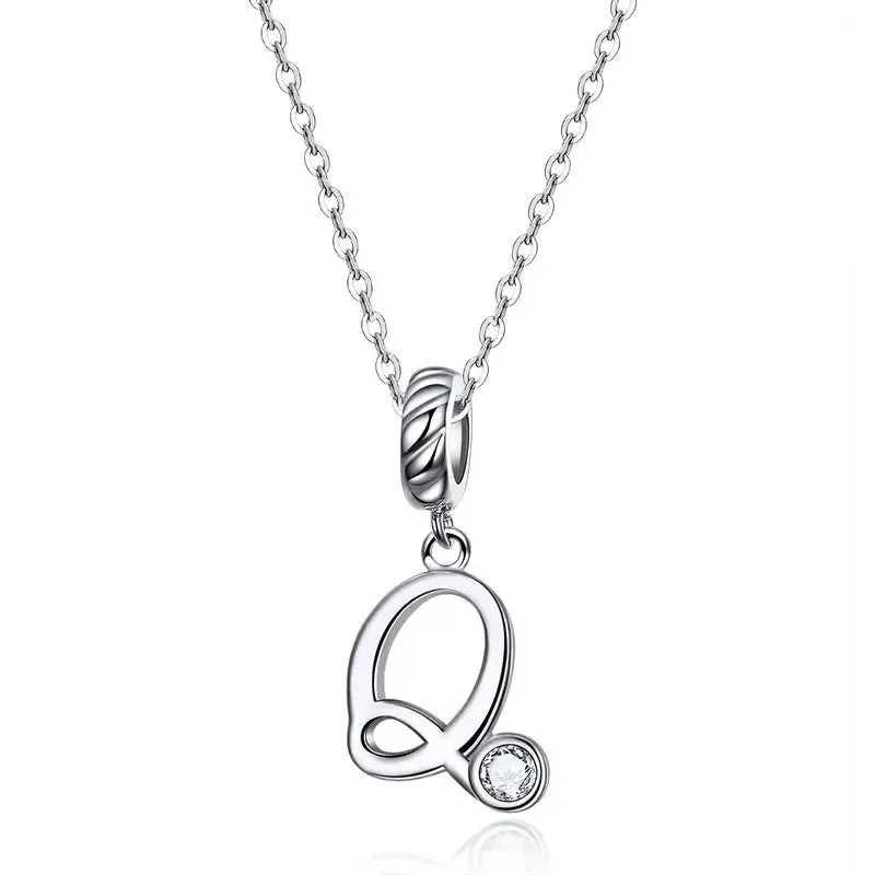 Vintage Letter Pendant Necklace with Diamond