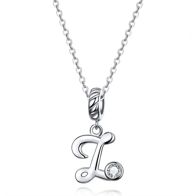 Vintage Letter Pendant Necklace with Diamond