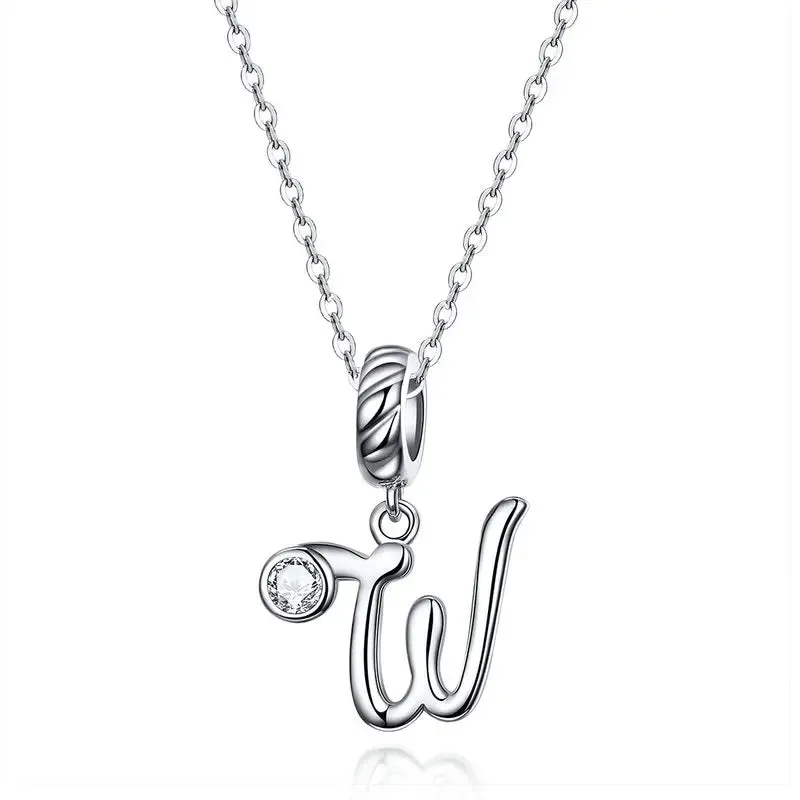 Vintage Letter Pendant Necklace with Diamond
