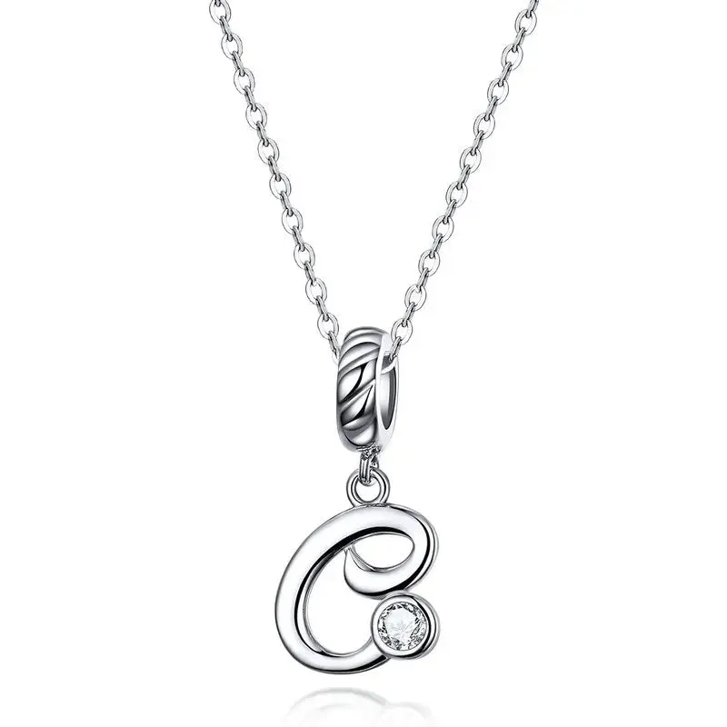 Vintage Letter Pendant Necklace with Diamond