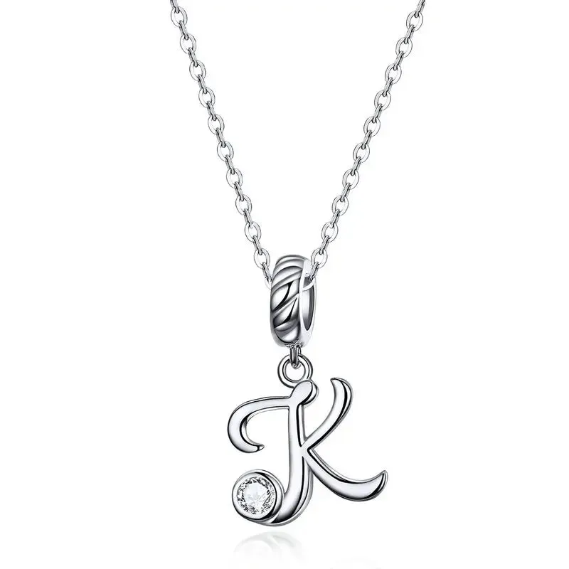 Vintage Letter Pendant Necklace with Diamond