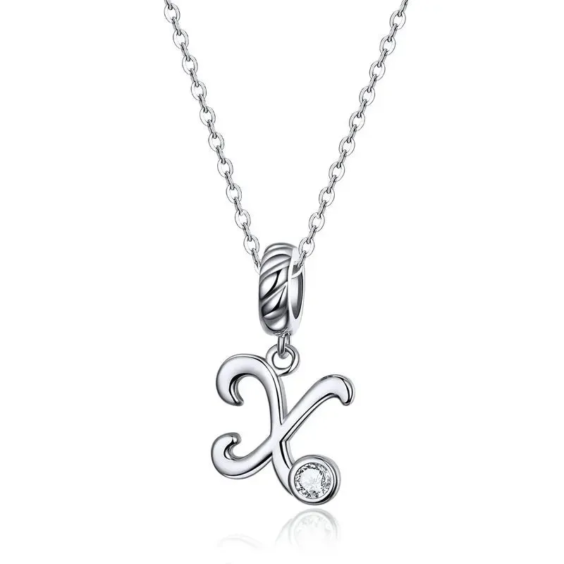 Vintage Letter Pendant Necklace with Diamond