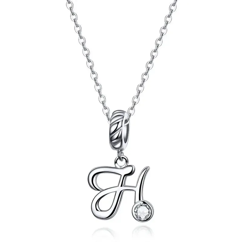 Vintage Letter Pendant Necklace with Diamond