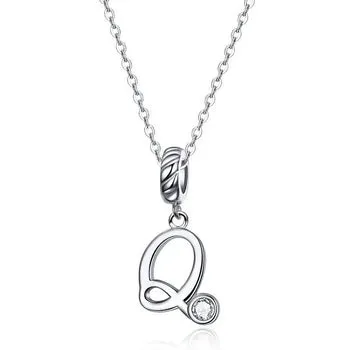 Vintage Letter Pendant Necklace with Diamond