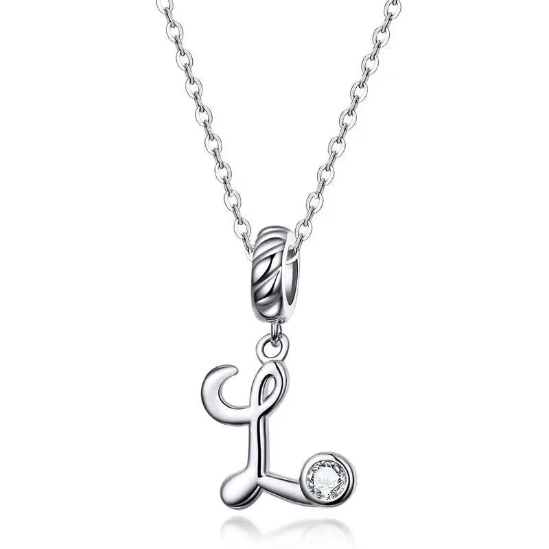 Vintage Letter Pendant Necklace with Diamond