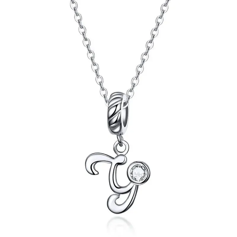 Vintage Letter Pendant Necklace with Diamond