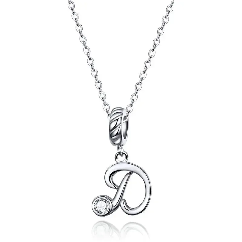 Vintage Letter Pendant Necklace with Diamond