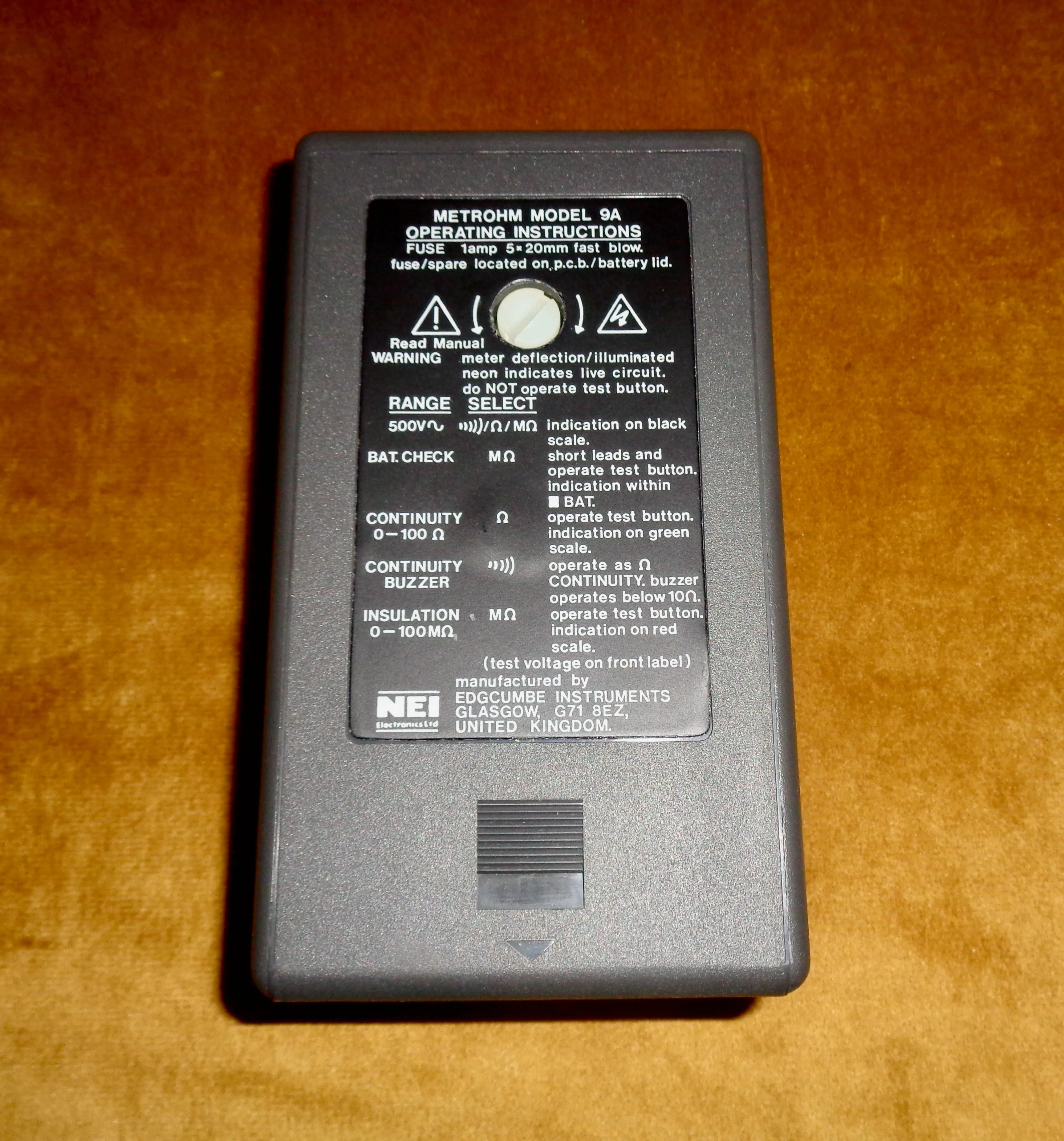 Vintage Metrohm Model 9A Insulation & Continuity Tester Ex MOD