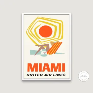 Vintage Miami Travel Poster PRINTABLE ART, Miami Art Print, Florida Poster, Famous Places, Travel Retro Posters