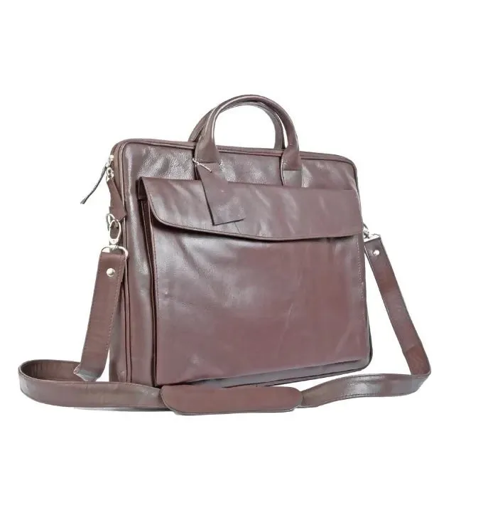 Vintage Midnight Chocolate Brown Leather Laptop Bag
