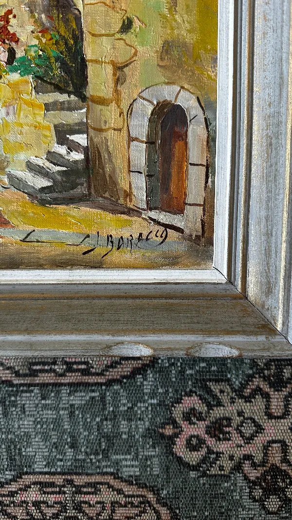 Vintage Oil Painting, "European Cityscape" Signed framed
