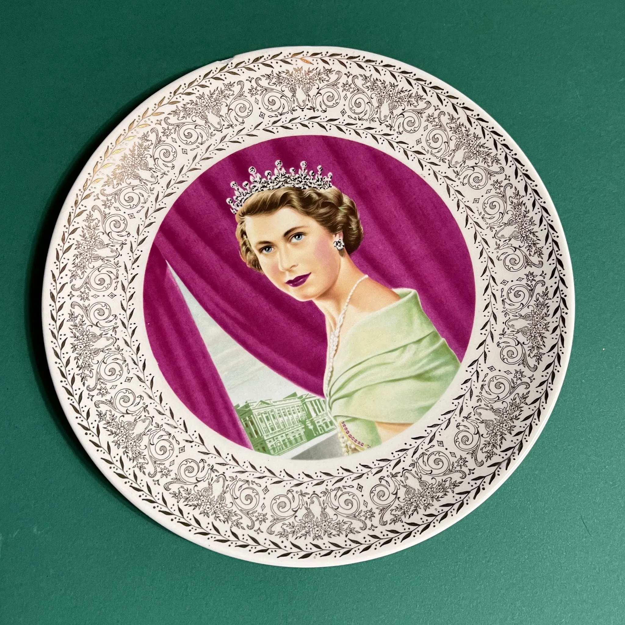 Vintage Queen Elizabeth II Commemorative Ceramic Mugs/Plate, Set of 4