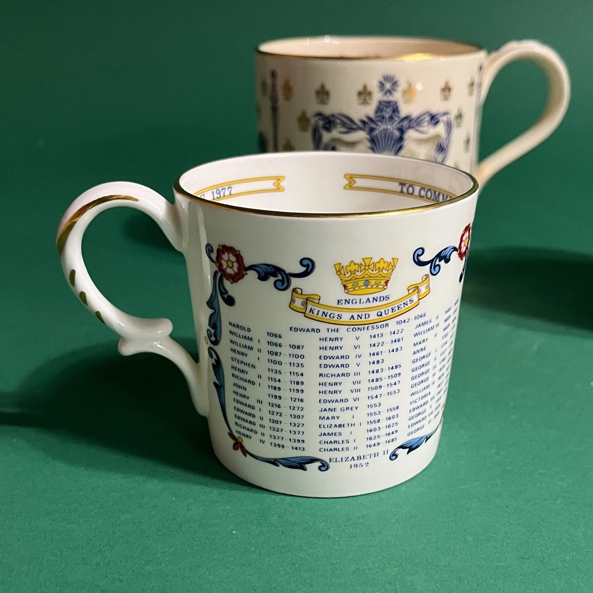 Vintage Queen Elizabeth II Commemorative Ceramic Mugs/Plate, Set of 4