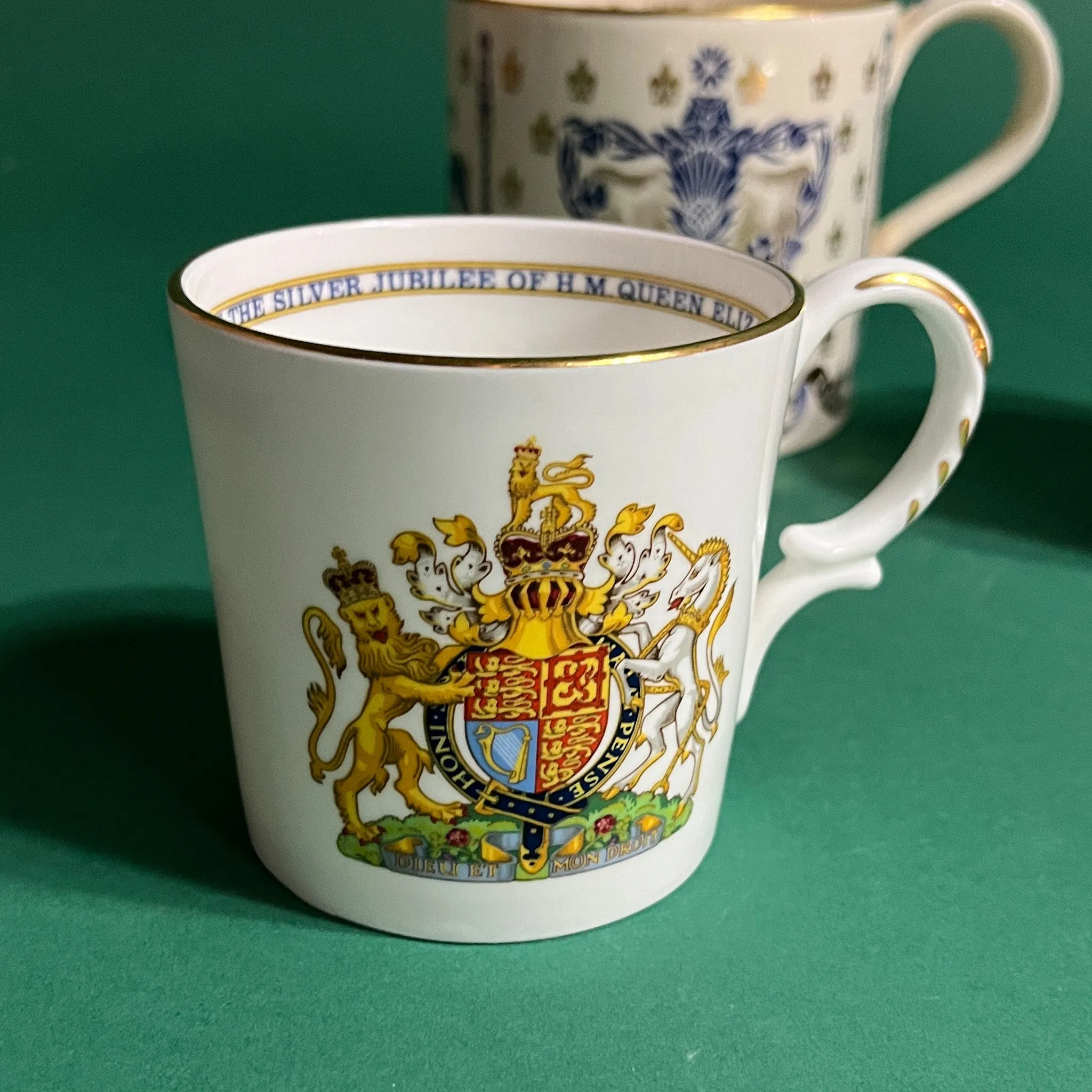 Vintage Queen Elizabeth II Commemorative Ceramic Mugs/Plate, Set of 4
