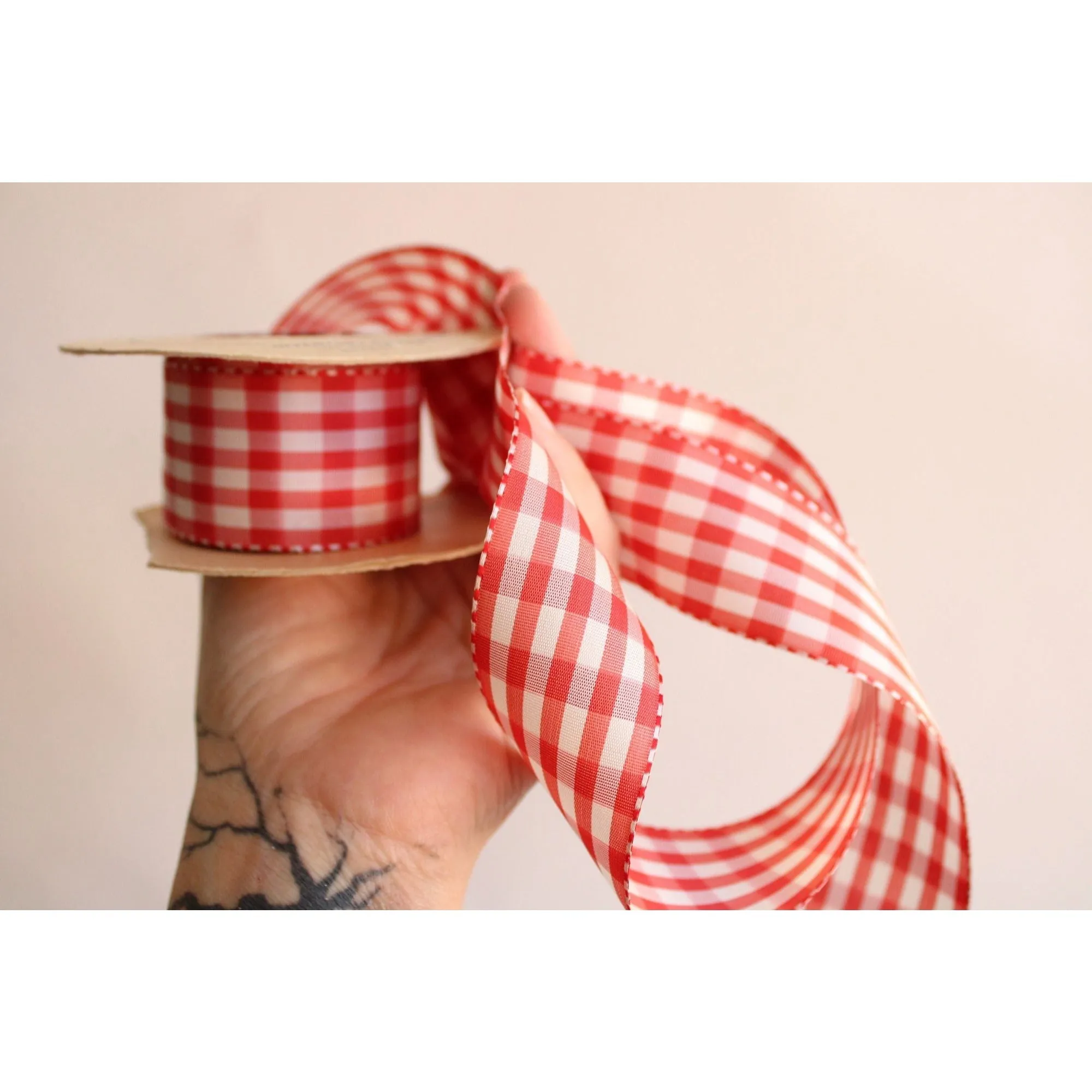 Vintage Red and White Gingham Ribbon Trim 1.5", 2 Yards