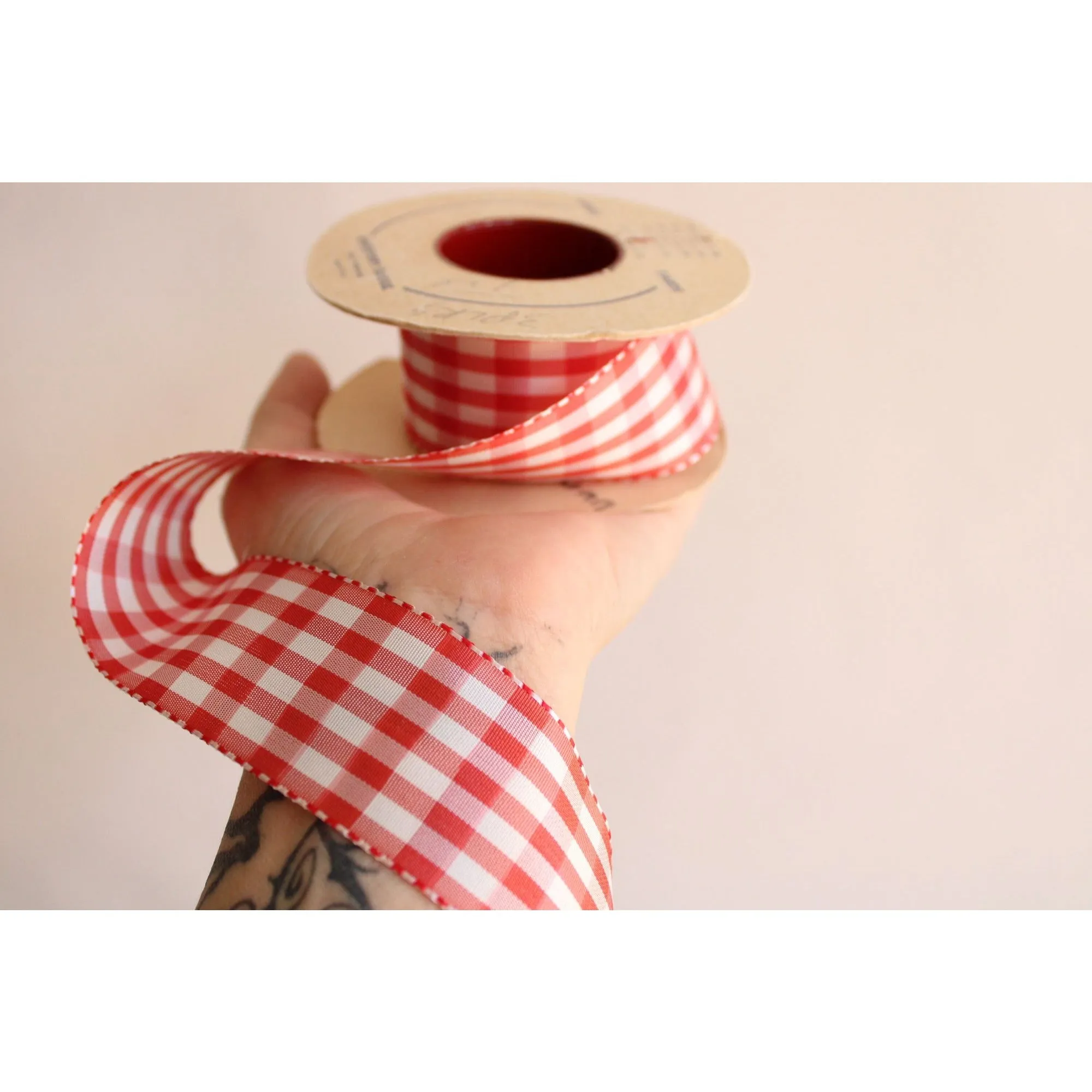 Vintage Red and White Gingham Ribbon Trim 1.5", 2 Yards