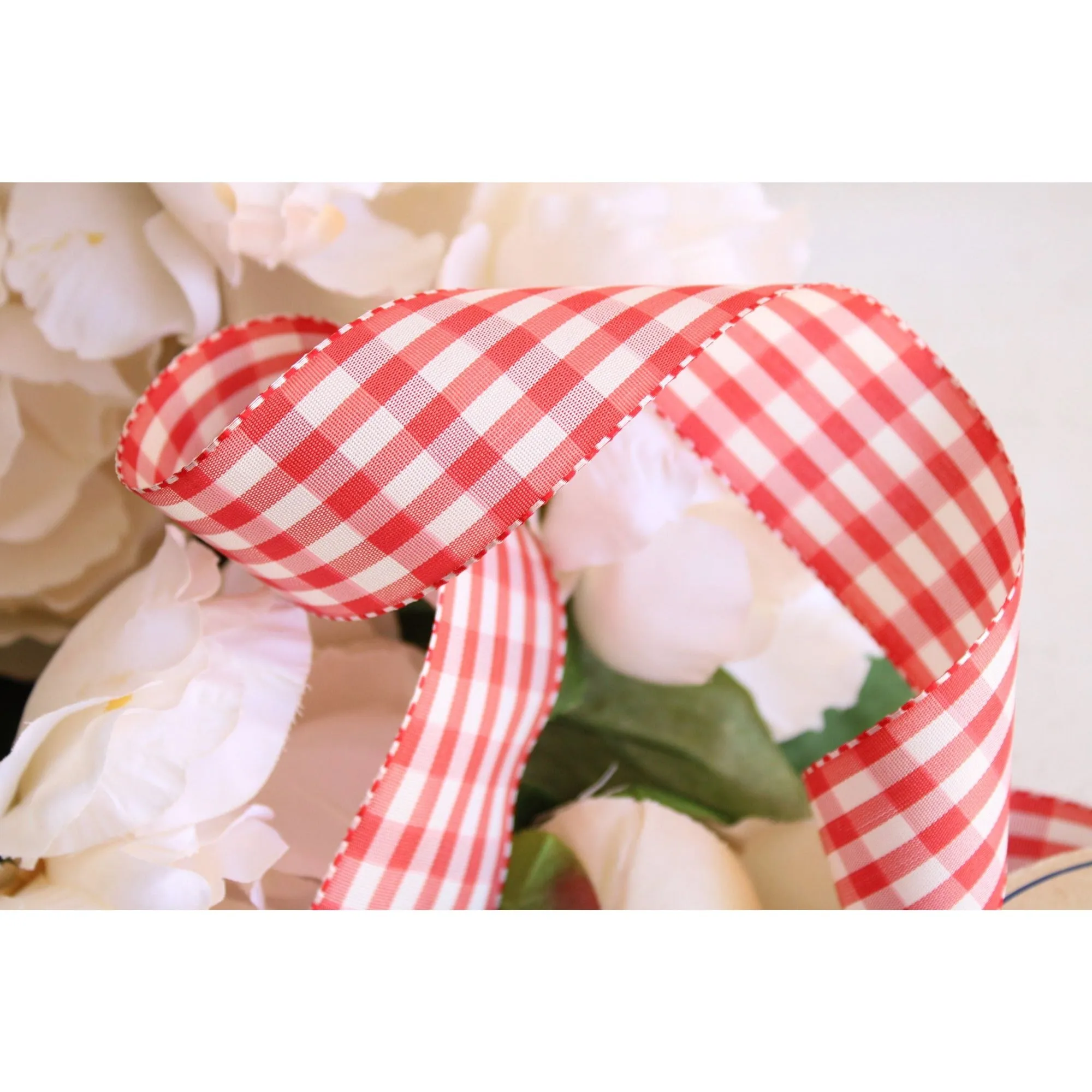 Vintage Red and White Gingham Ribbon Trim 1.5", 2 Yards
