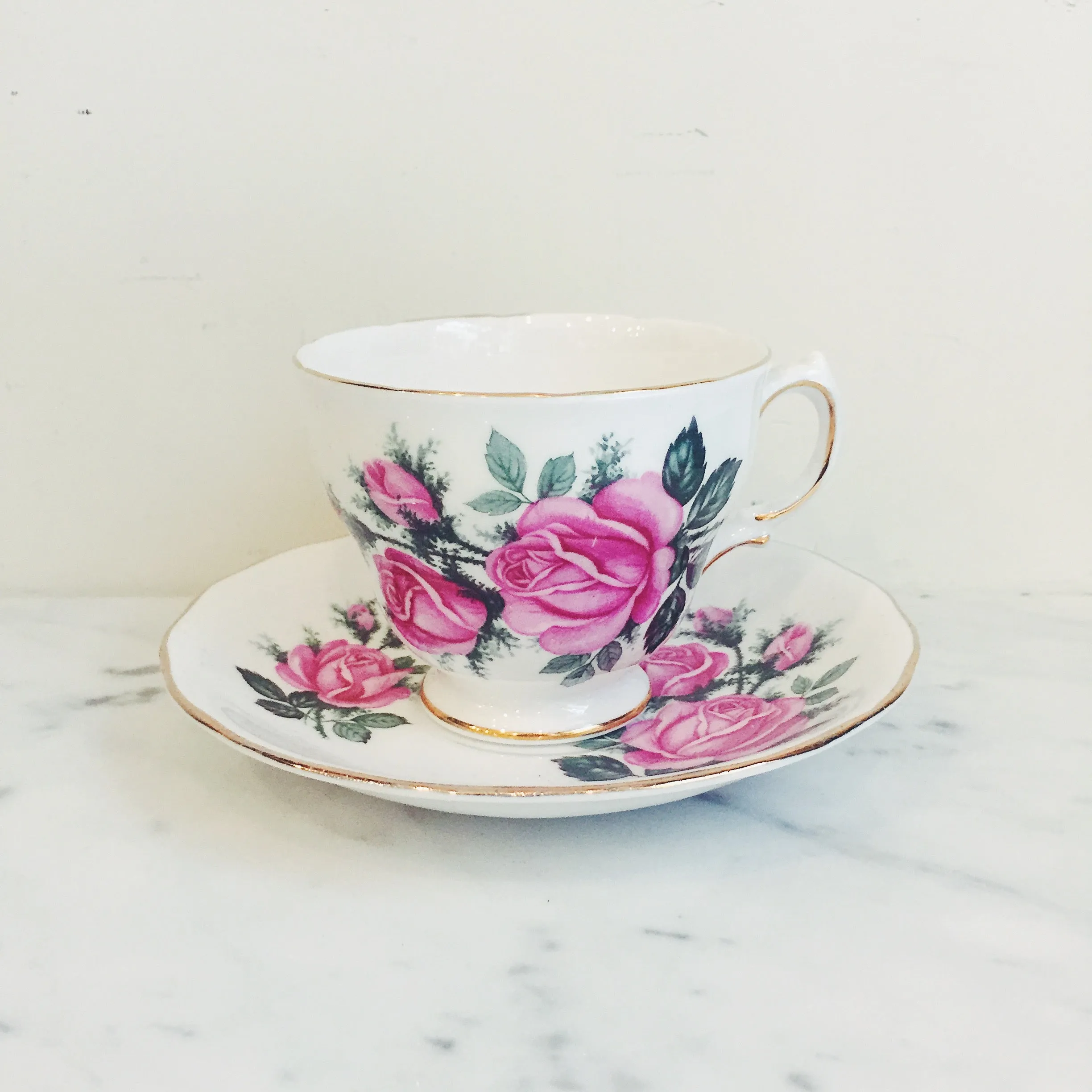Vintage Royal Vale Pink Rose Teacup & Saucer