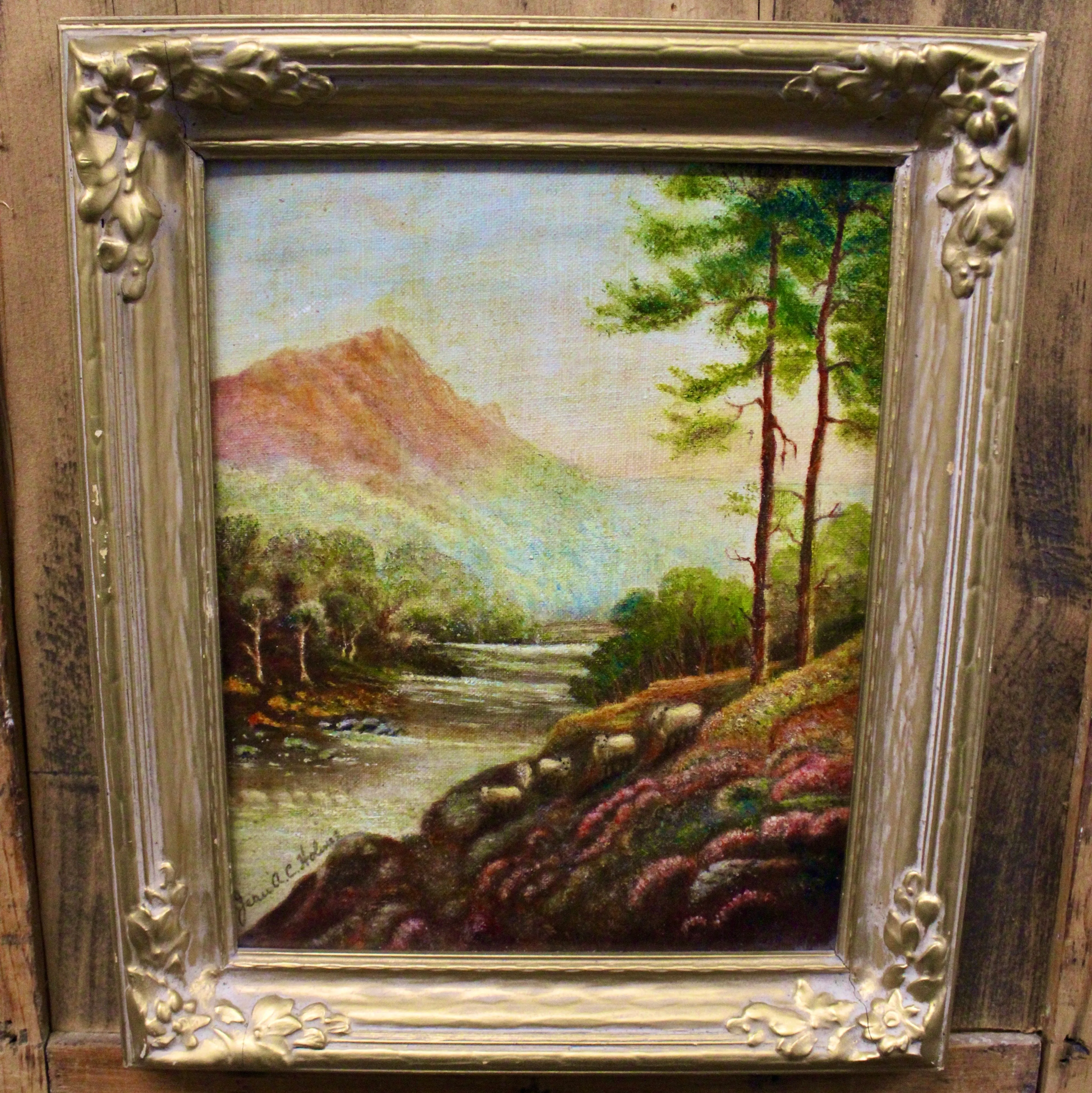Vintage Sheep Painting