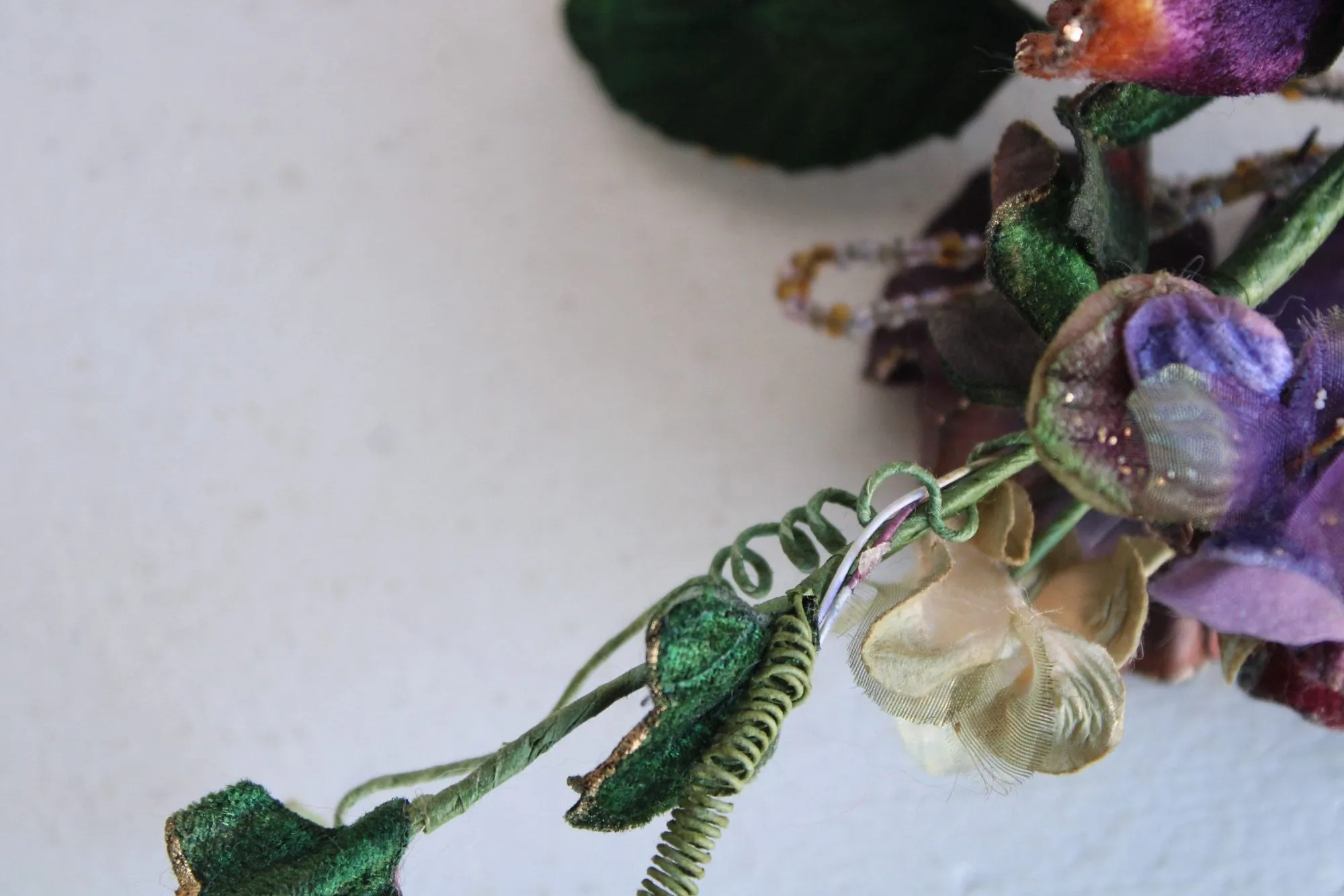 Vintage Silk Flowers, Pansies, On Stems With Leaves, Millinery Faux Floral