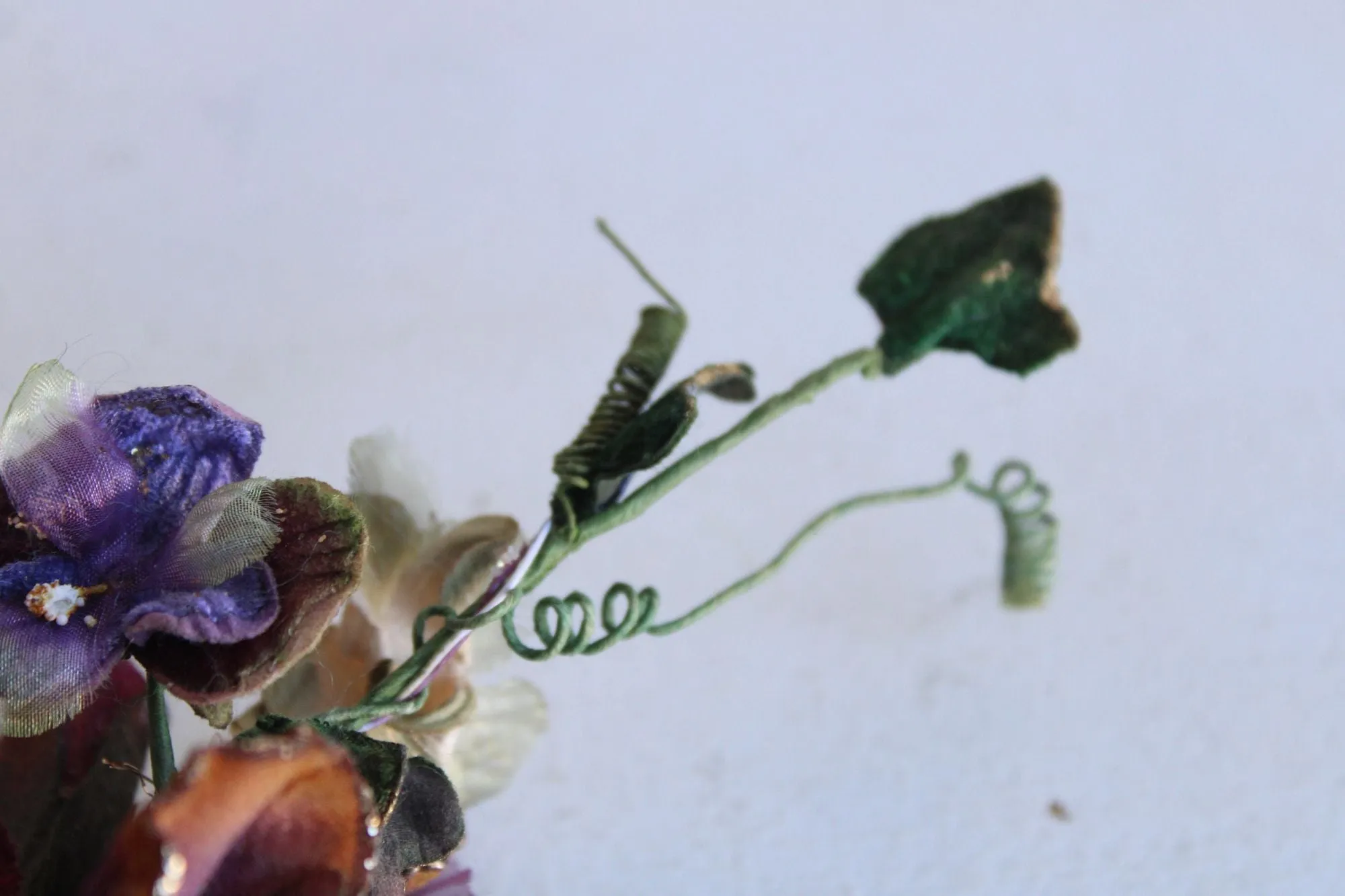 Vintage Silk Flowers, Pansies, On Stems With Leaves, Millinery Faux Floral