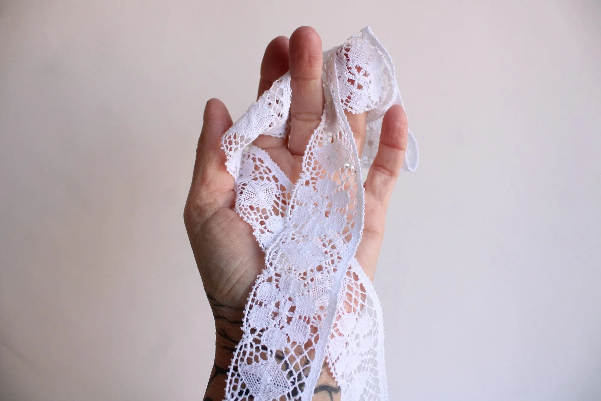 Vintage White Crochet Lace Trim, 1.5" Wide, 3 Yards Long