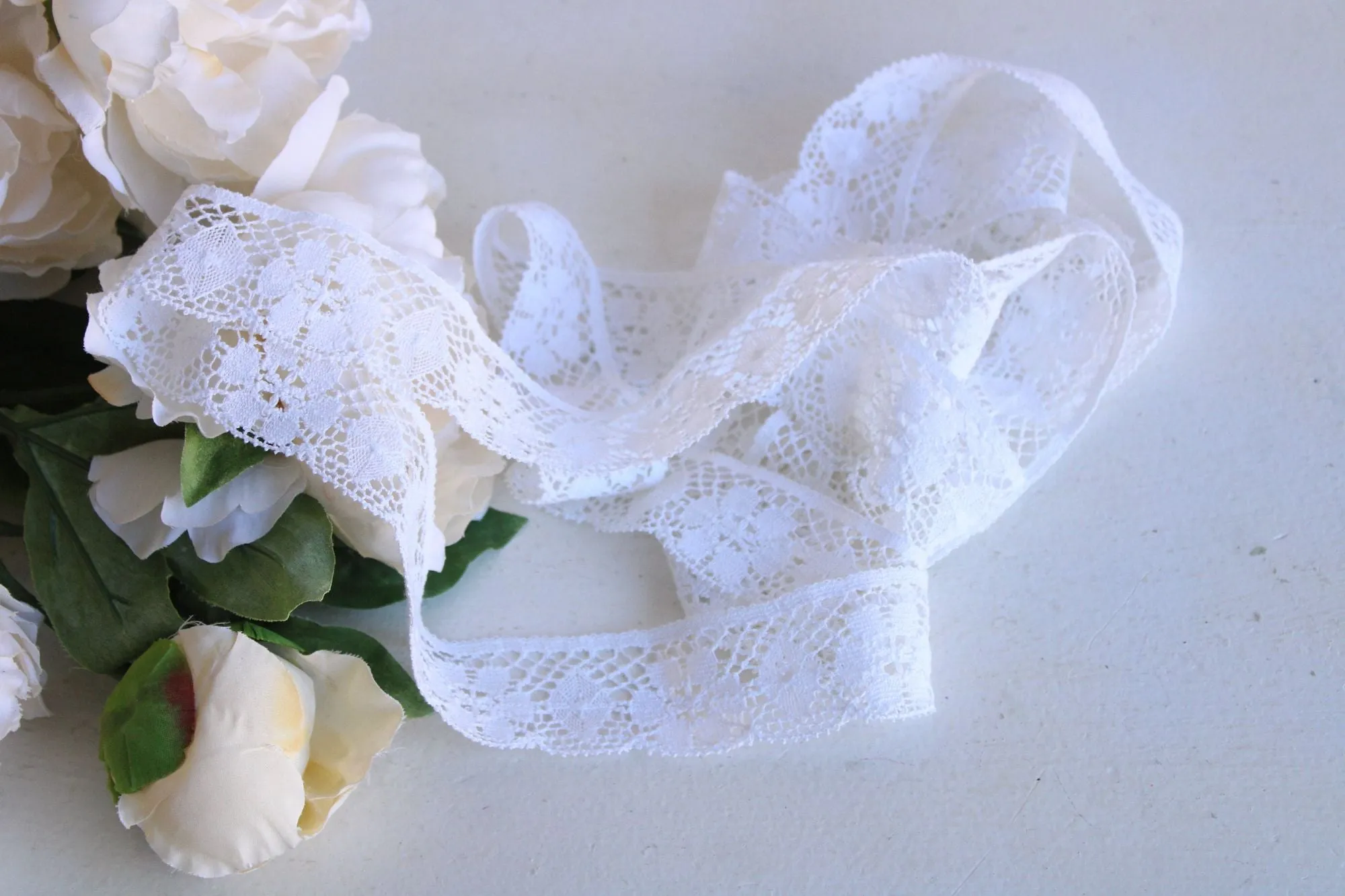 Vintage White Crochet Lace Trim, 1.5" Wide, 3 Yards Long
