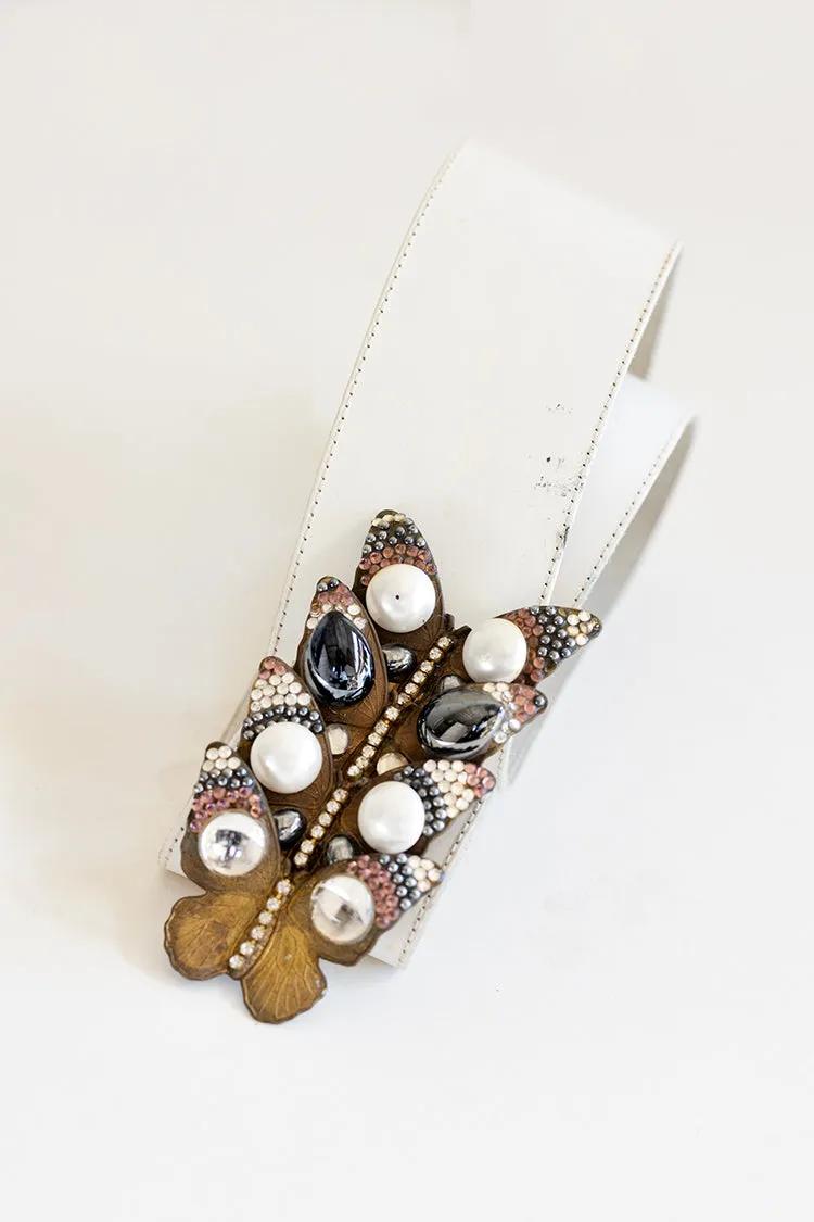 Vintage Wide Belt with Butterfly Grouping Buckle