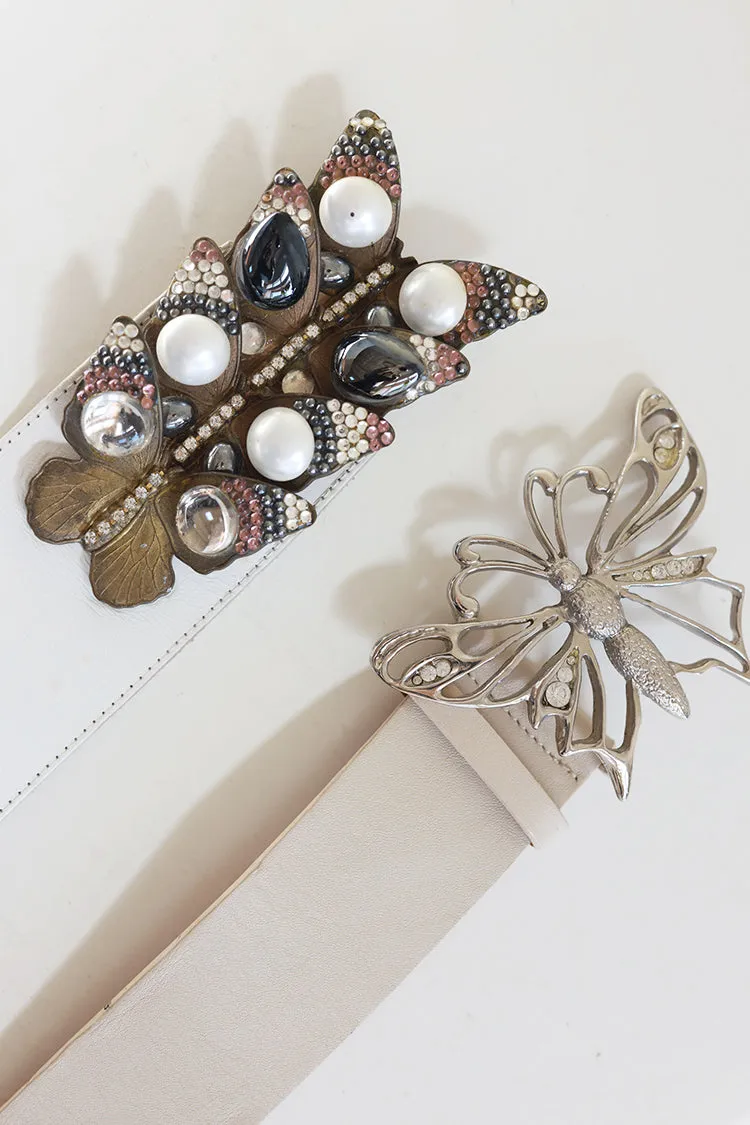 Vintage Wide Belt with Butterfly Grouping Buckle