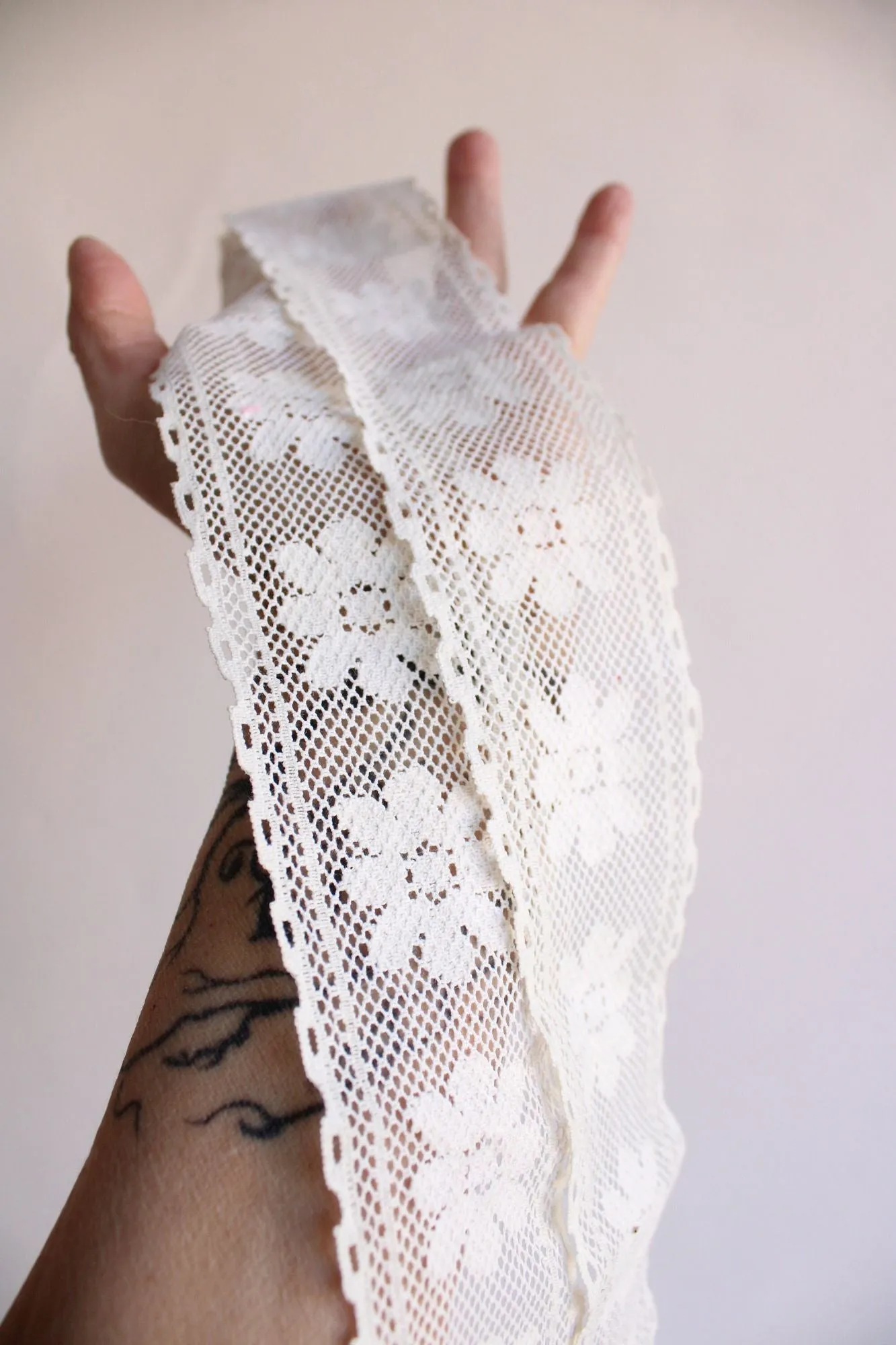 Vintage Winter White Lace Trim, 40" Piece , 2.25" Wide