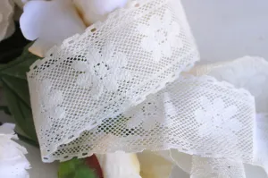 Vintage Winter White Lace Trim, 40" Piece , 2.25" Wide