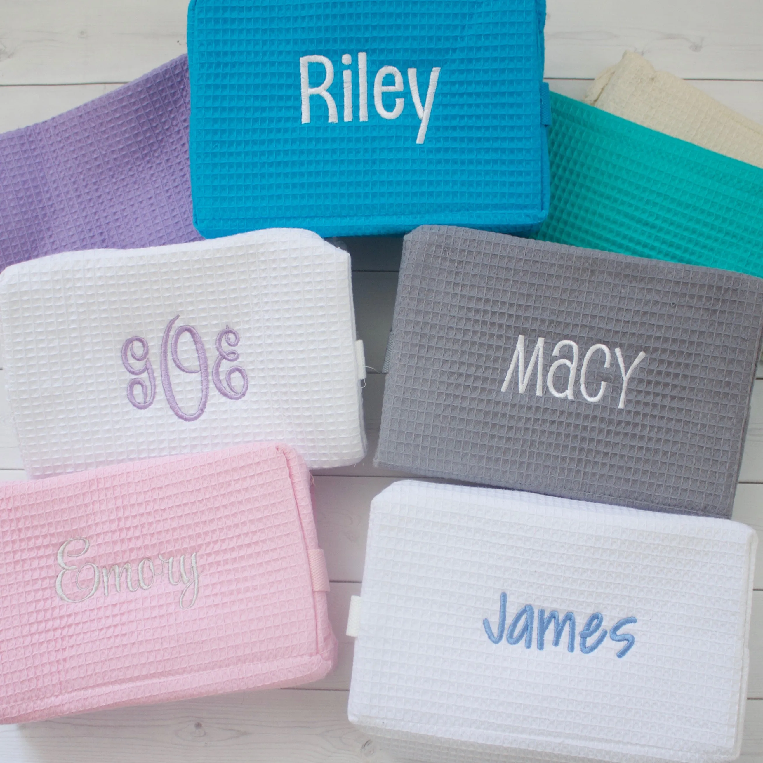 Waffle Weave Cosmetic Bag Set