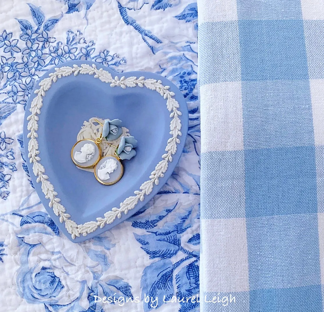 Wedgwood Blue Floral Cameo Earrings