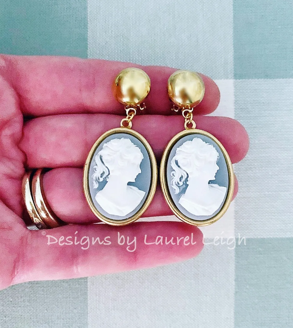 Wedgwood Blue Floral Cameo Earrings