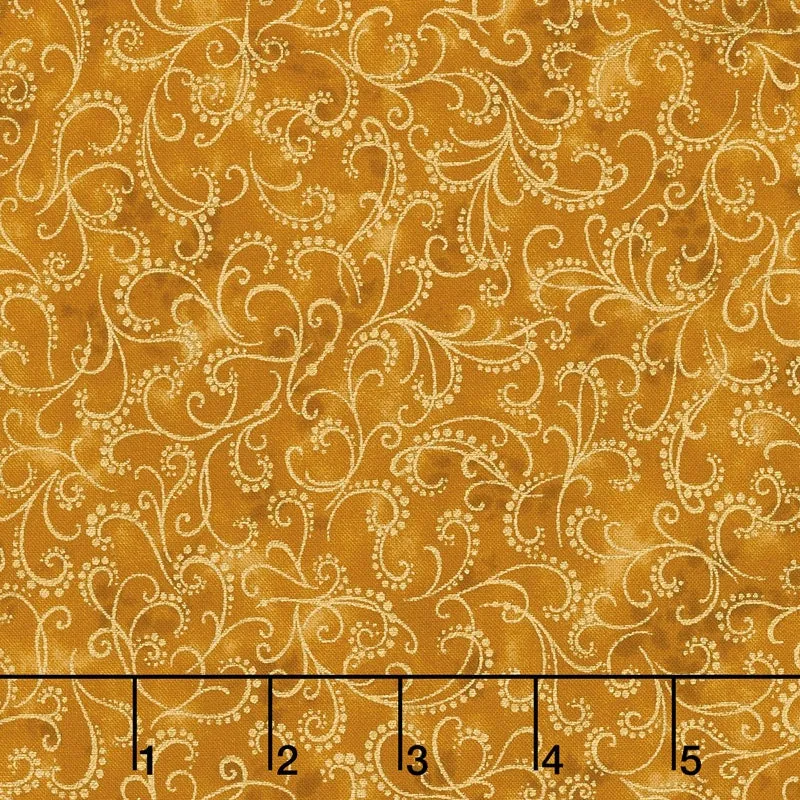 Winter's Grandeur - Holiday Ornate Scroll Gold Metallic Yardage