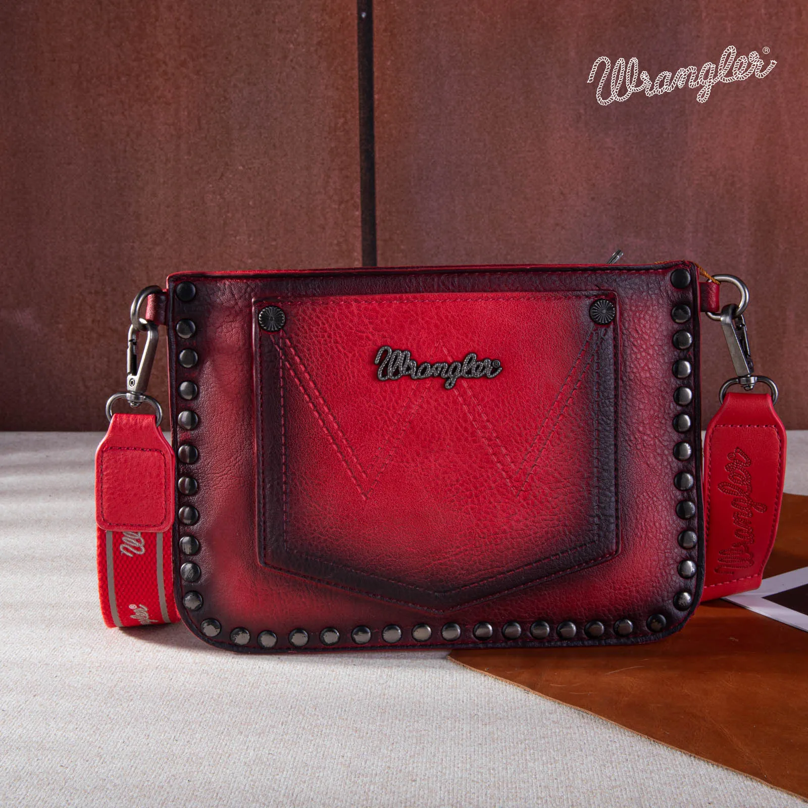 Wrangler Rivets Crossbody/Wristlet ~ Red